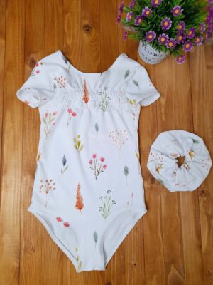 Body flowers in cotone con riccetto sul davanti