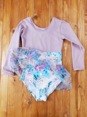 Body in cotone bicolor con gonna in tulle plissettato