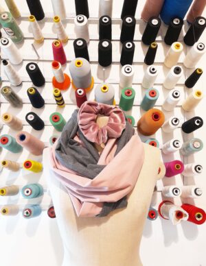 Sciarpa double in caldo cotone (rosa/grigio)
